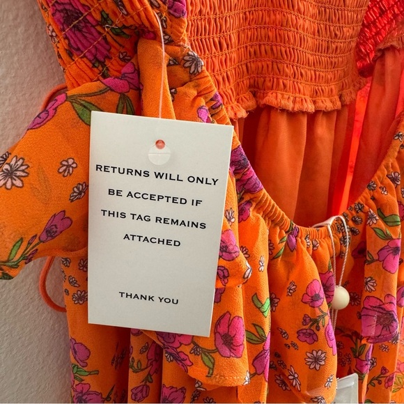 NWT For Love & Lemons Peony Asymmetric High-Low Floral Orange Maxi Dress Small - Picture 13 of 16